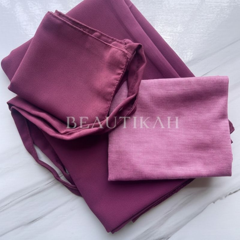 Plum Hijab-Niqab-Cap Set