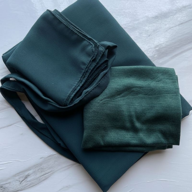 Bottle Green Hijab-Niqab-Cap Set