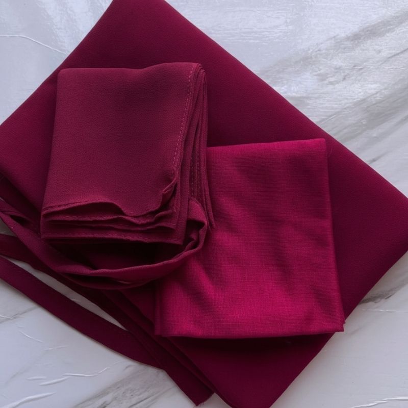 Wine Hijab-Niqab-Cap Set