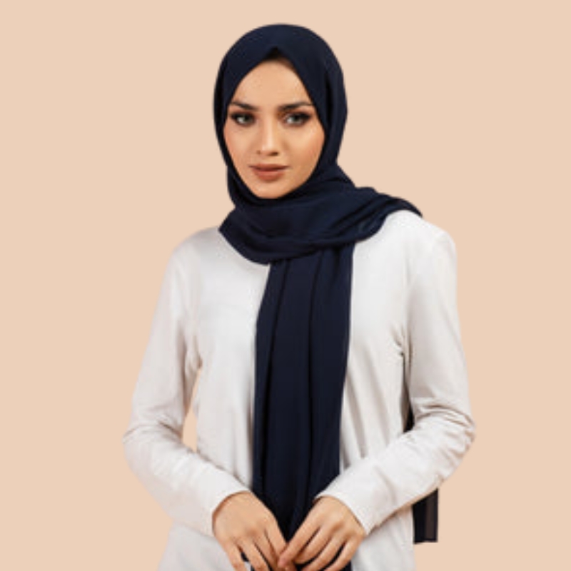 Premium Georgette Hijab - Navy Blue