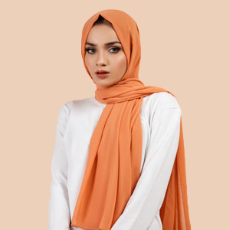Premium Georgette Hijab - Coral Bliss