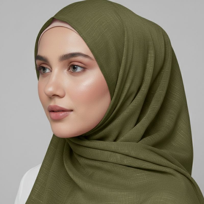 Lawn Hijab- Olive Green